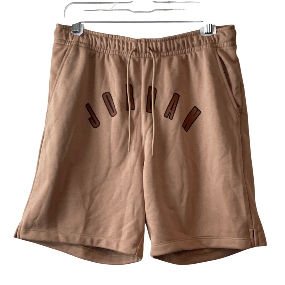New Jordan French Terry Shorts Men's Medium Hemp Brown Arched Logo Streetwear